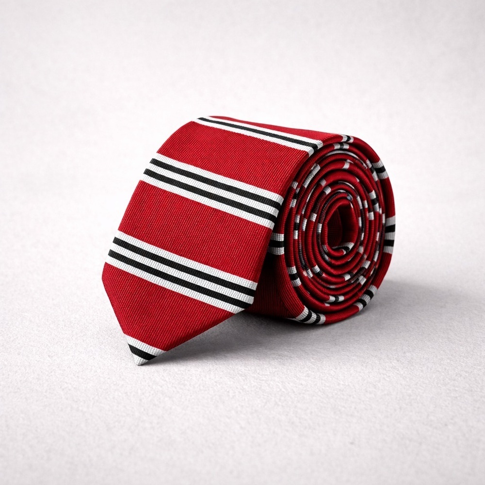 Brooks Brothers Silk Repp Classic Striped Tie Red Black White Made in England